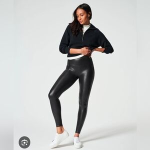 SPANX Shiny Black Leggings Faux Leather